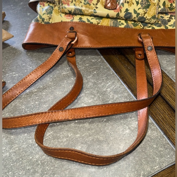 Floral Print Tote Bag with Brown Trim - Floral - Picture 8 of 8